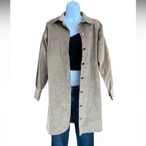 She + Sky Tan Corduroy Longline Dress/Jacket Women’s Size Small